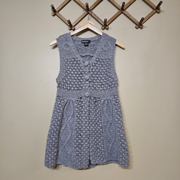 Eddie Bauer Grey Wool Chunky Knit Cardigan | Size M - Picture 1 of 5